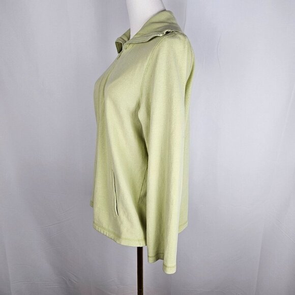 Eileen Fisher Petite Large PL Light Green Organic Cotton Full Zip Jacket - Picture 4 of 9
